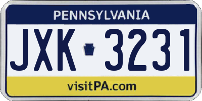PA license plate JXK3231