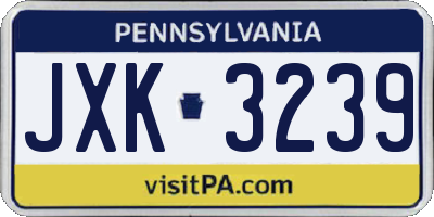 PA license plate JXK3239