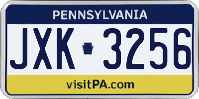 PA license plate JXK3256