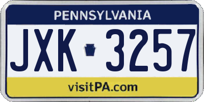 PA license plate JXK3257