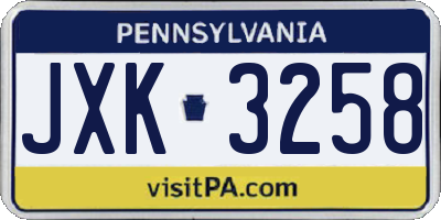 PA license plate JXK3258