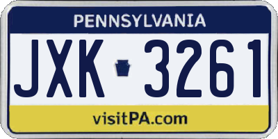 PA license plate JXK3261