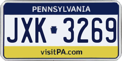 PA license plate JXK3269