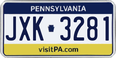PA license plate JXK3281