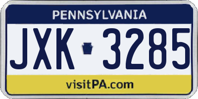 PA license plate JXK3285