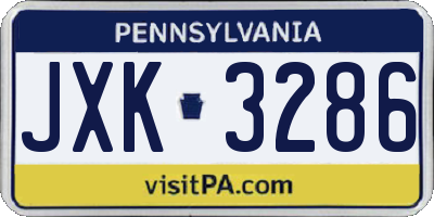 PA license plate JXK3286