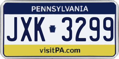 PA license plate JXK3299