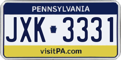 PA license plate JXK3331