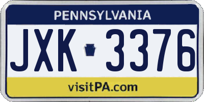 PA license plate JXK3376