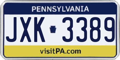PA license plate JXK3389
