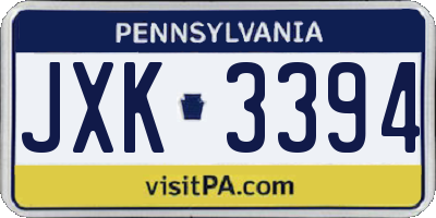PA license plate JXK3394