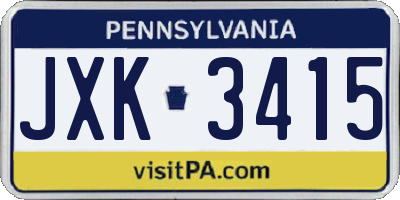 PA license plate JXK3415