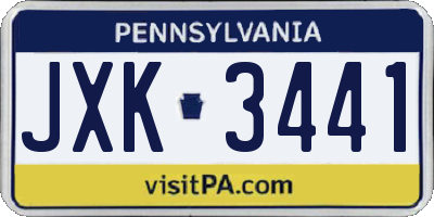 PA license plate JXK3441