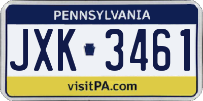 PA license plate JXK3461
