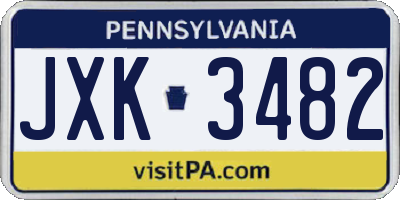 PA license plate JXK3482
