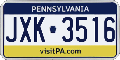 PA license plate JXK3516