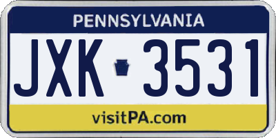 PA license plate JXK3531