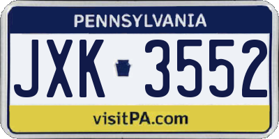 PA license plate JXK3552
