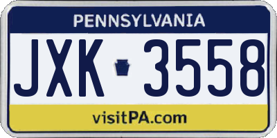 PA license plate JXK3558