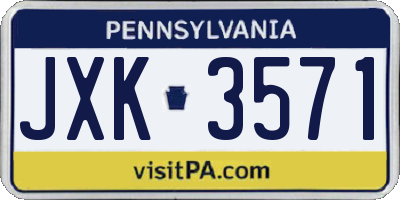 PA license plate JXK3571