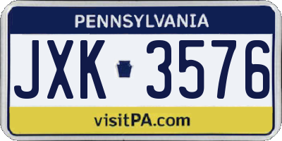 PA license plate JXK3576