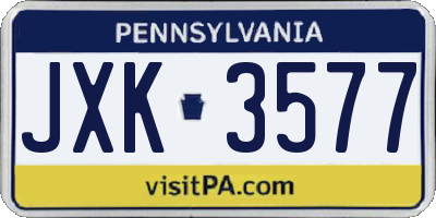 PA license plate JXK3577