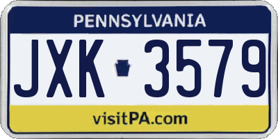 PA license plate JXK3579