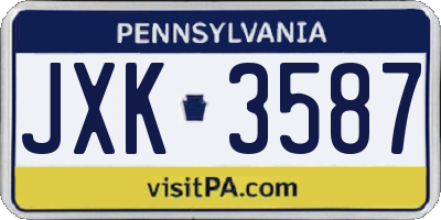 PA license plate JXK3587