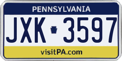PA license plate JXK3597