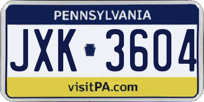 PA license plate JXK3604