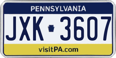 PA license plate JXK3607