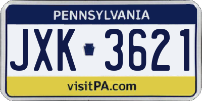 PA license plate JXK3621