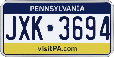 PA license plate JXK3694