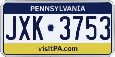 PA license plate JXK3753