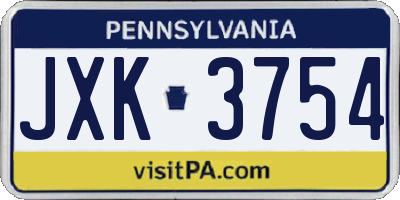 PA license plate JXK3754