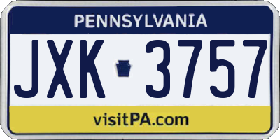 PA license plate JXK3757
