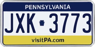 PA license plate JXK3773
