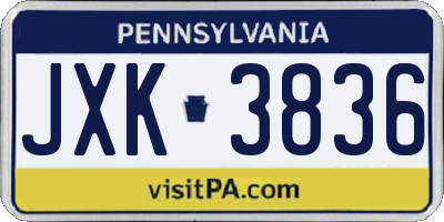 PA license plate JXK3836
