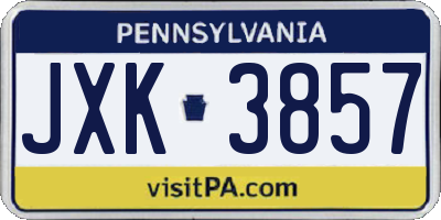 PA license plate JXK3857