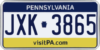 PA license plate JXK3865