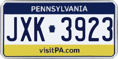 PA license plate JXK3923