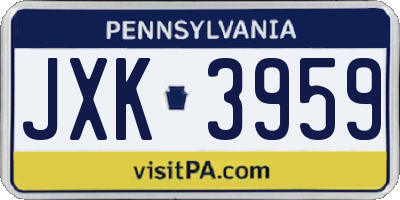PA license plate JXK3959