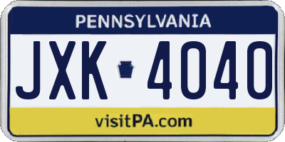 PA license plate JXK4040