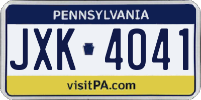 PA license plate JXK4041