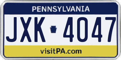 PA license plate JXK4047