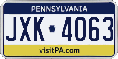 PA license plate JXK4063