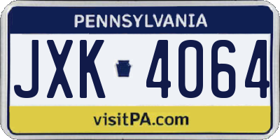 PA license plate JXK4064