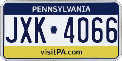 PA license plate JXK4066