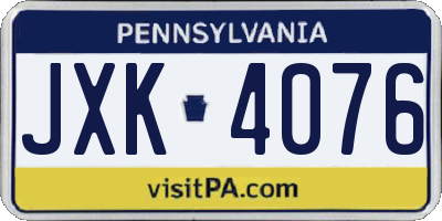 PA license plate JXK4076