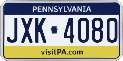 PA license plate JXK4080